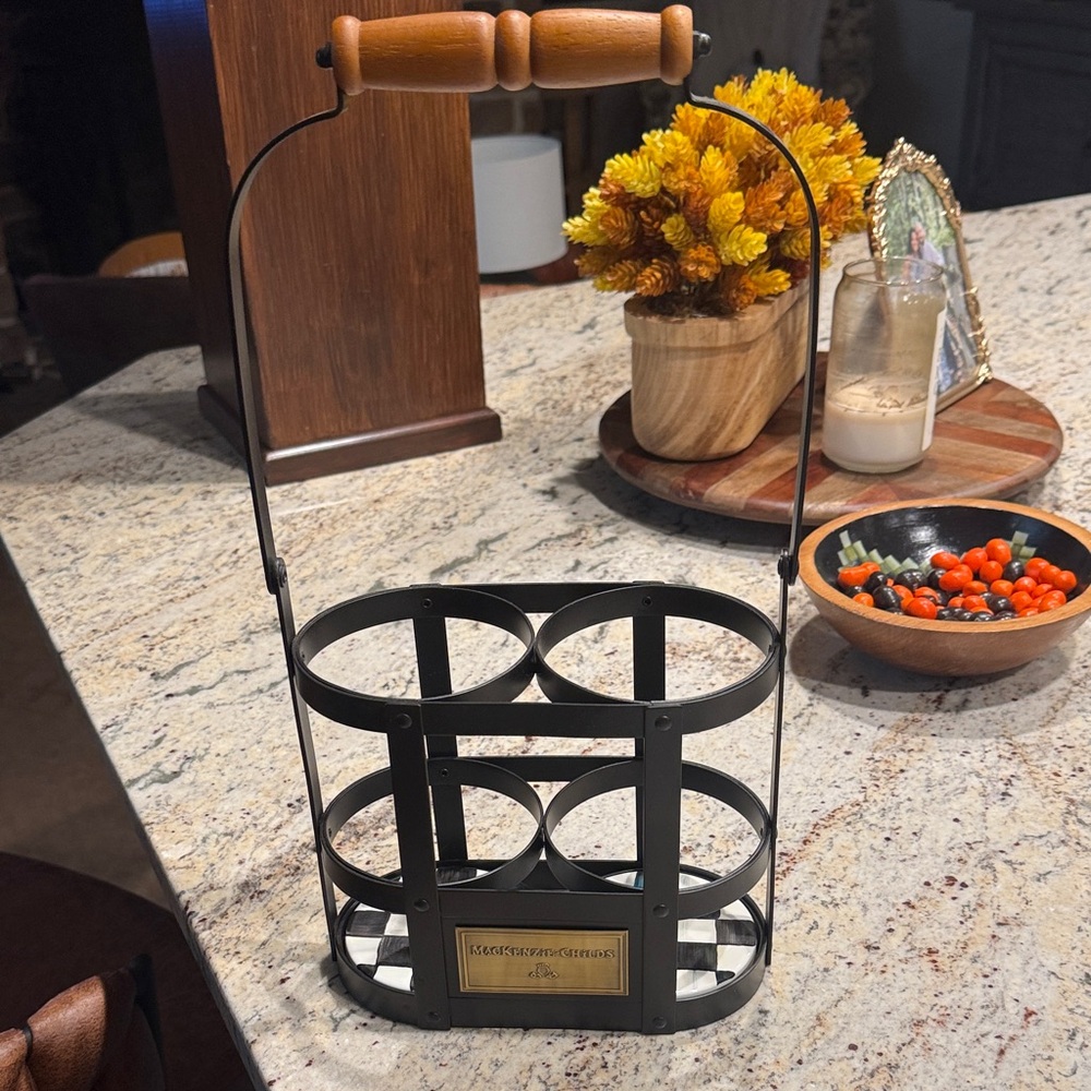 MacKenzie-Childs Black and Gold Bottle Holder